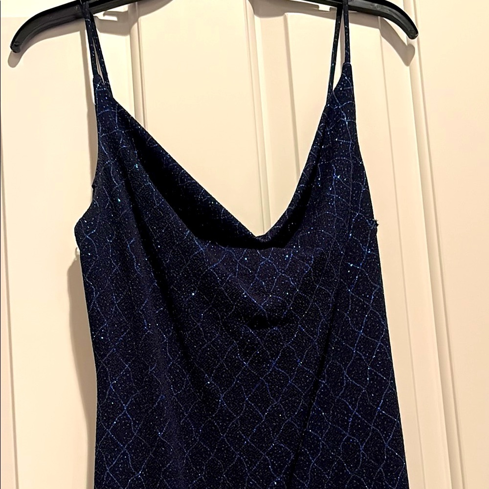 Black/navy/blue sparkle full length formal wear dress. Size M. Worn once.
